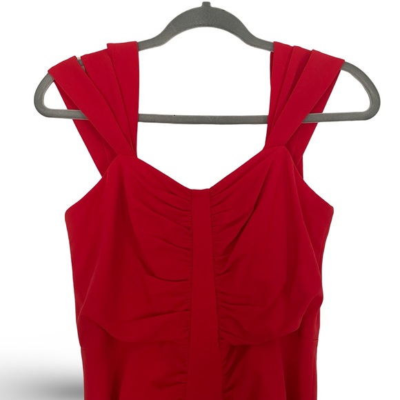 New Halston Heritage Evening Collection stretch crepe rouched gown size 6 red - Picture 5 of 14